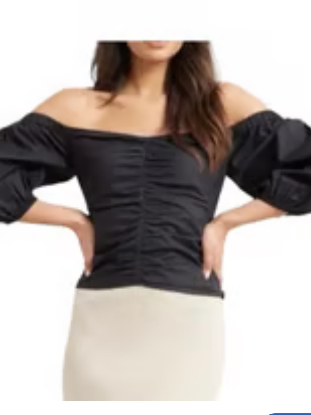Modern citizen MDRN top shirt off shoulder puff sleeve cinched top cotton